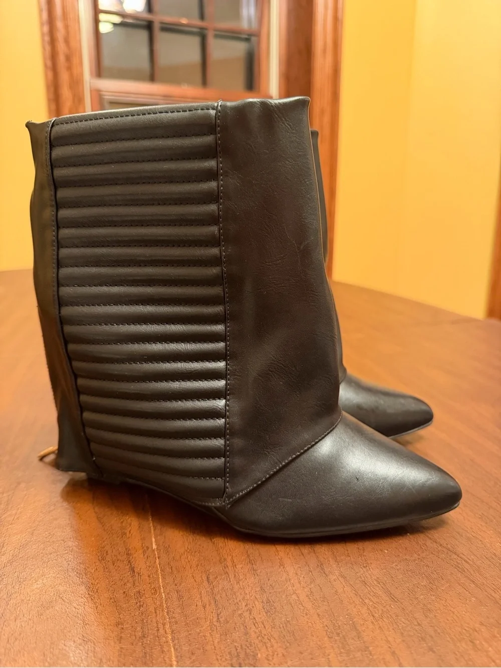 AKIRA Black Wedge Ankle Boots Size 9.5